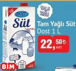 DOST TAM YAĞLI SÜT DOST TAM YAĞLI SÜT